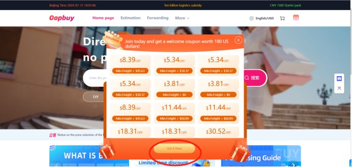 Check available coupons — official tutorial interface