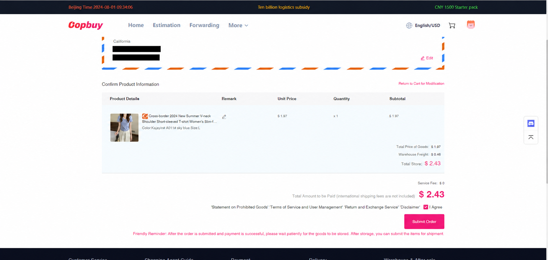 Review the item payment — official tutorial interface